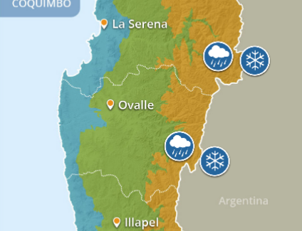 Informan de probables chubascos débiles y vientos de diversa intensidad en cordillera y costa de la Región de Coquimbo