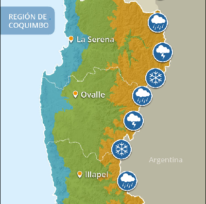 Pronostican precipitaciones en cordillera y probables tormentas eléctricas en las regiones de Atacama y Coquimbo