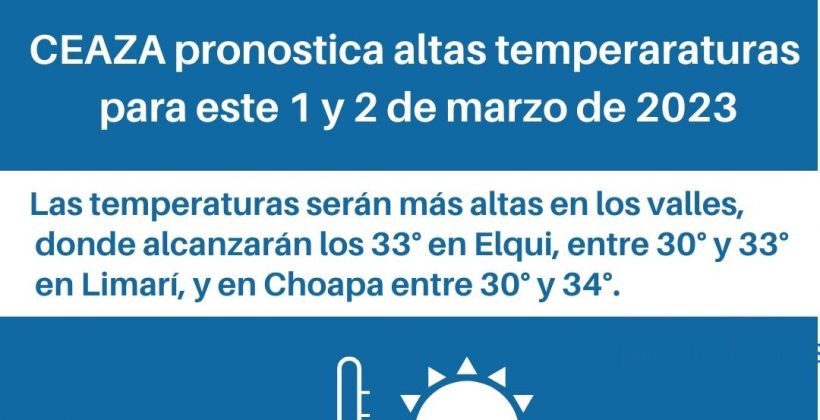 Para este miércoles 1 y 2 de marzo: CEAZA pronostica altas temperaturas en la Región de Coquimbo.