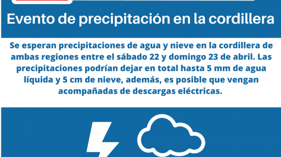 CEAZA pronostica: Evento de precipitación en la cordillera de las regiones de Atacama y Coquimbo
