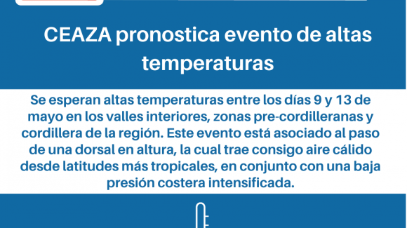 CEAZA pronostica evento de altas temperaturas en la Región de Coquimbo