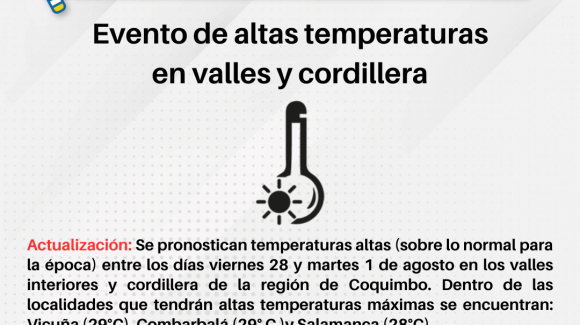 Actualización: Evento de altas temperaturas en la Región de Coquimbo