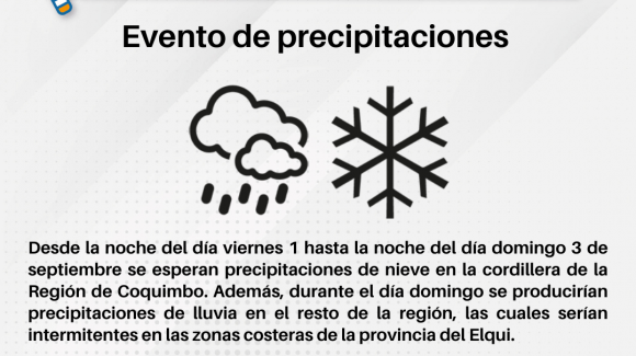 A partir del viernes anuncian precipitaciones para la Región de Coquimbo