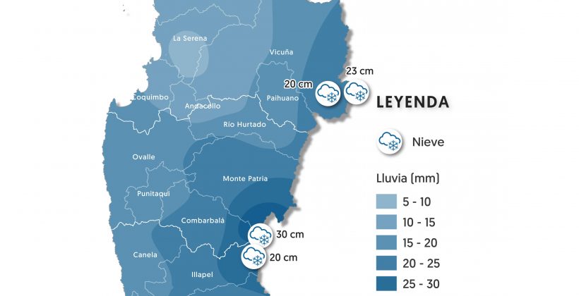 CEAZA pronostica lluvias y nieve desde el sábado 8 de junio en la Región de Coquimbo