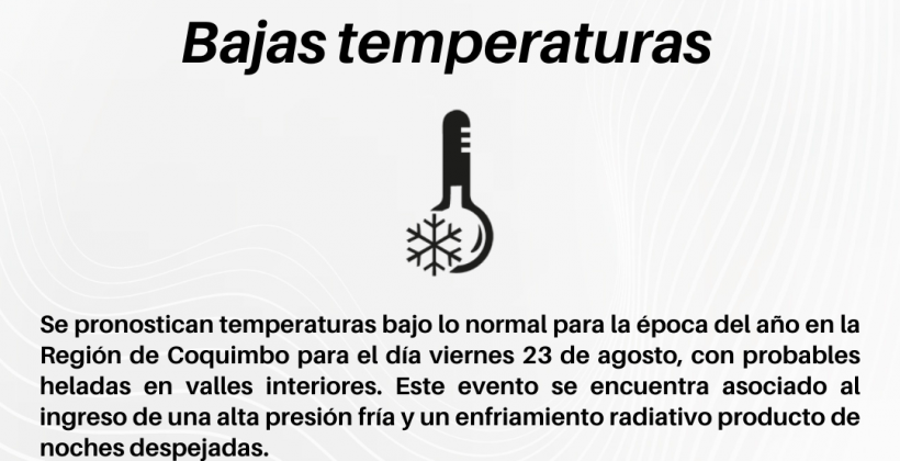 Se pronostican heladas y bajas temperaturas para la Región de Coquimbo