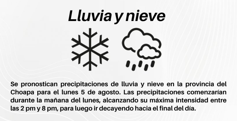 CEAZA pronostica lluvias y nieve para el Choapa