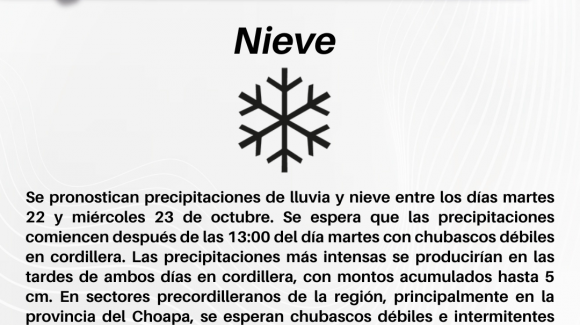 CEAZA emite aviso por precipitaciones de nieve en la cordillera de la Región de Coquimbo