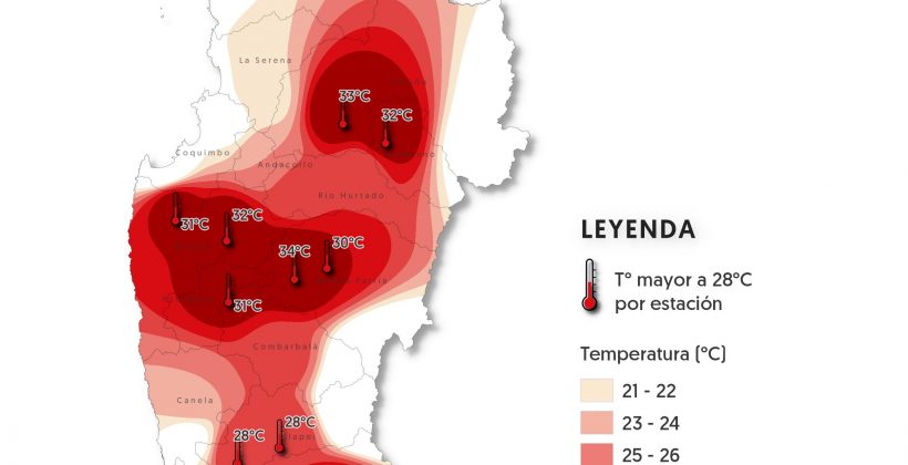 Pronostican temperaturas máximas por sobre lo normal en valles interiores de la región de Coquimbo