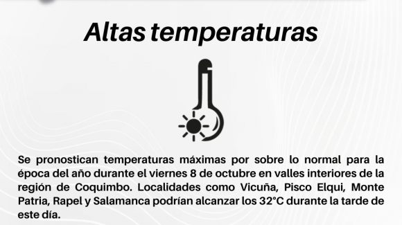 CEAZA pronostica altas temperaturas para este 8 de noviembre