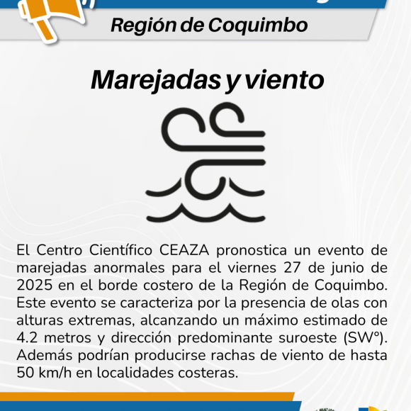 Emiten alerta por marejadas en la Región de Coquimbo