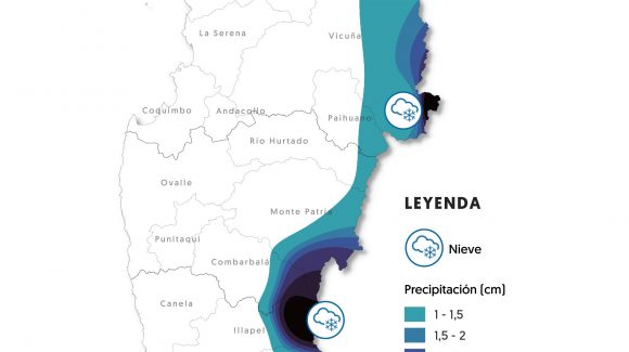 Actualización de pronóstico:  Sólo se esperan precipitaciones de nieve en la Región de Coquimbo