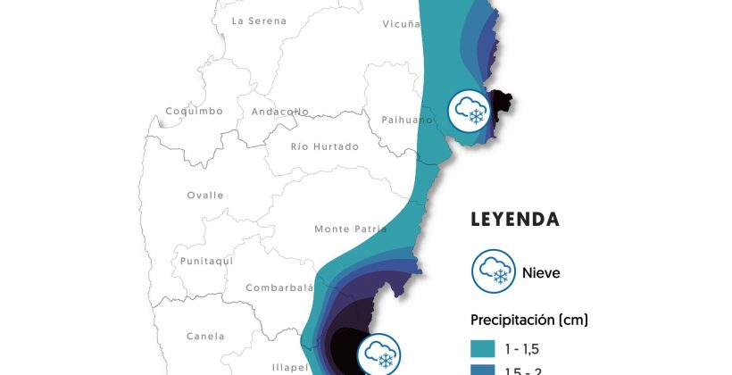 Actualización de pronóstico:  Sólo se esperan precipitaciones de nieve en la Región de Coquimbo