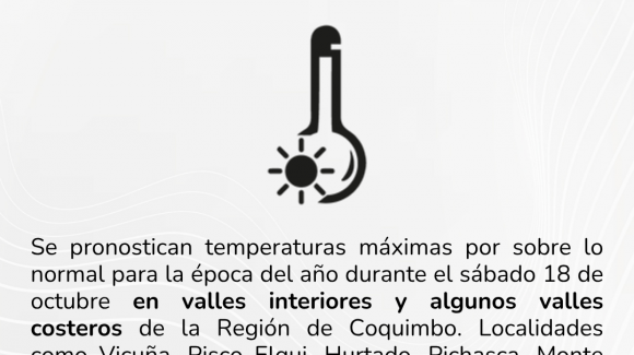 CEAZA pronostica altas temperaturas para este sábado en valles interiores y algunos valles costeros de la región CEAZA pronostica altas temperaturas para este sábado en valles interiores y algunos valles costeros de la región
