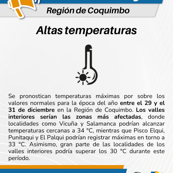 Centro Científico CEAZA pronostica altas temperaturas para los próximos días en valles interiores de la Región de Coquimbo