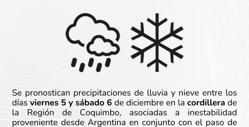 Se pronostican precipitaciones en cordillera para esta semana en la Región de Coquimbo Se pronostican precipitaciones en cordillera para esta semana en la Región de Coquimbo