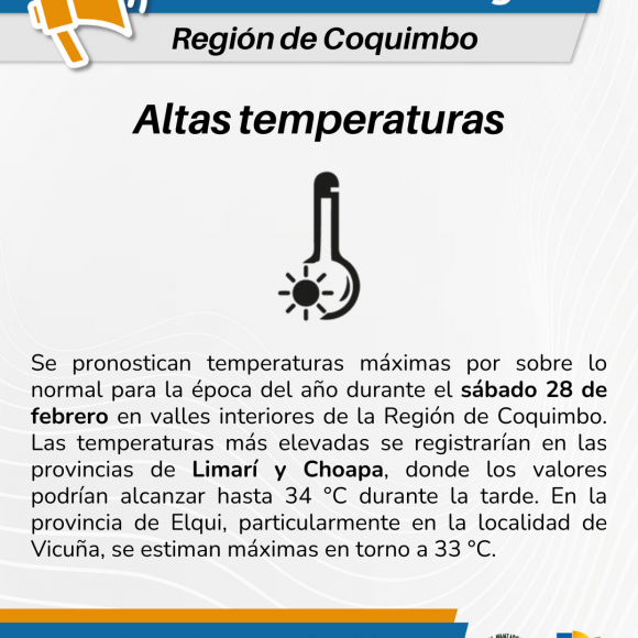 Pronostican jornada de altas temperaturas este fin de semana en la Región de Coquimbo